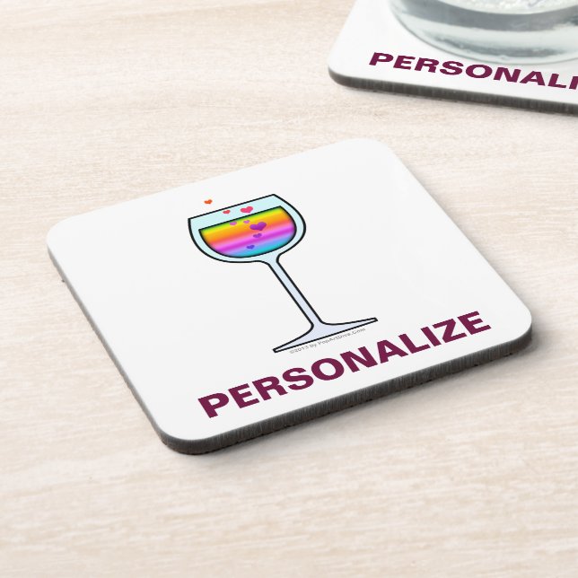 WINE GLASS Personalizable CORK COASTER (Left Side)