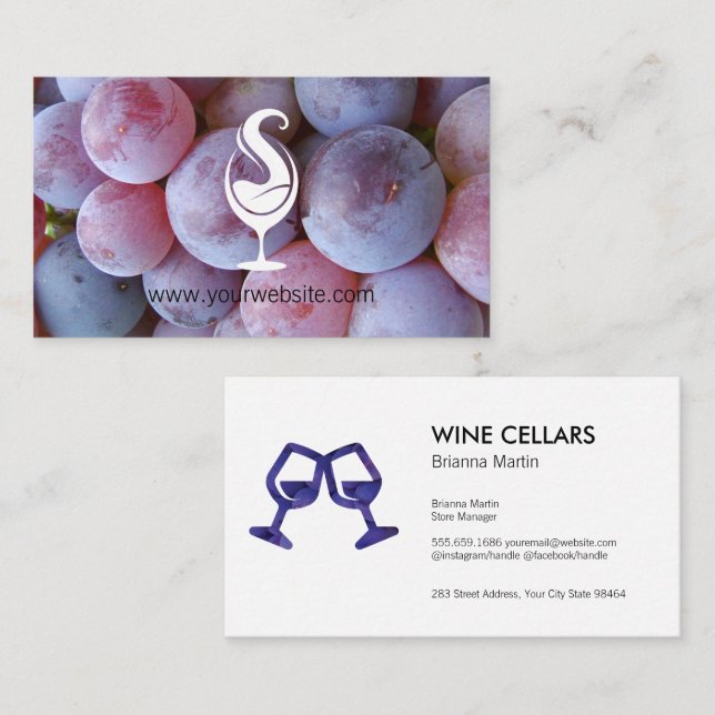 Wine Glass Pour Logo | Grapes Appointment Card (Front/Back)