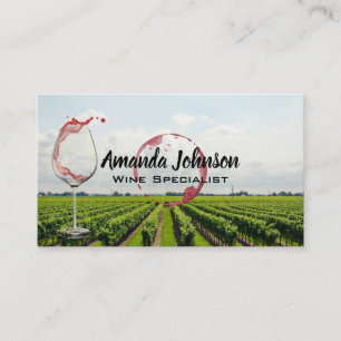 Wine Glass Pour   Vineyard Business Card