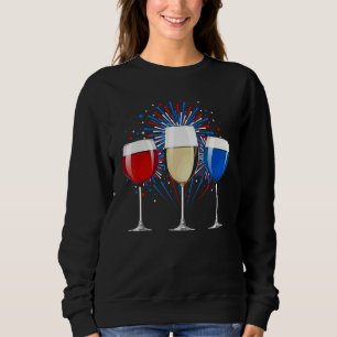 Wine Glass Red White And Blue Firework Sweatshirt