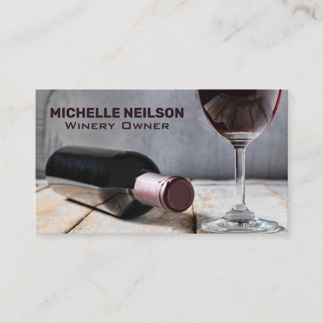 Wine Glass | Red Wine Bottle Business Card (Front)