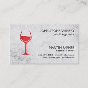 Wine Glass Rustic (Red) Business Card