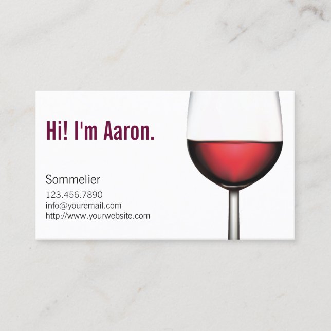 Wine Glass Sommelier Bartender Business Card (Front)