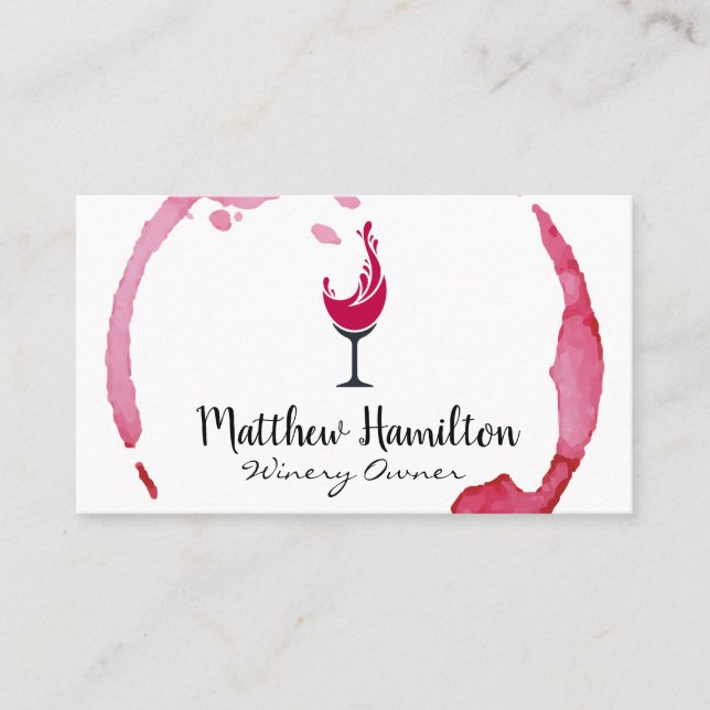 Wine Glass Splash and Stain Business Card (Front)
