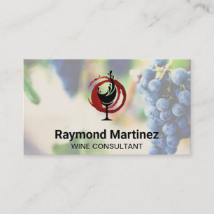 Wine Glass Splash Grapes on Vine Business Card