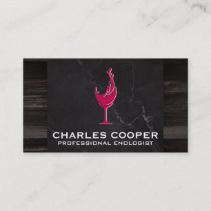 Wine Glass Splash Logo   Marble and Wood Business Card