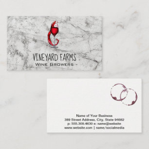 Wine Glass Splash Logo   Marble Business Card