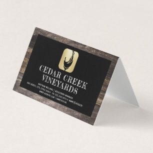 Wine Glass Splash Logo   Wood Border Business Card