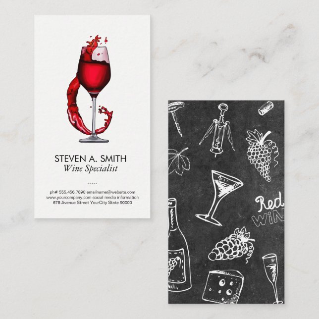 Wine Glass Splash | Sommelier Business Card (Front/Back)