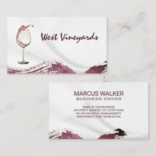 Wine Glass Splash   Winery Business Card
