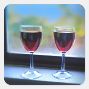 Wine Glass Square Sticker