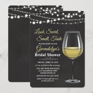 Wine Glass String Lights Bridal Shower Invitation