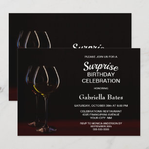 Wine Glass Surprise Birthday Party Invitation