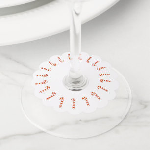 Wine Glass Tag - Red Candy Canes