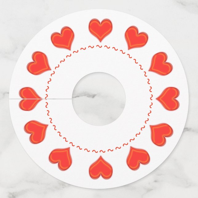 Wine Glass Tag - Red Hearts (Front)