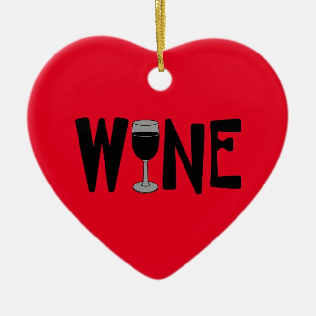 Wine Glass Text Ceramic Tree Decoration (Front)