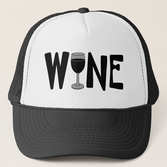 Wine Glass Text Trucker Hat (Front)
