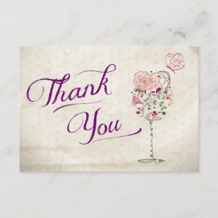 Wine Glass Thank You Note Card
