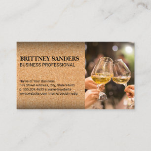 Wine Glass Toast   Cork Texture Business Card