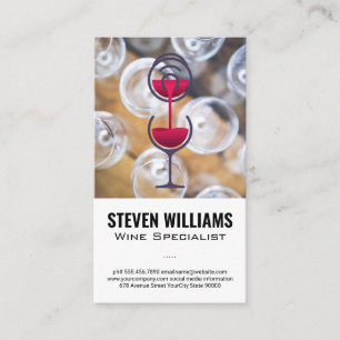 Wine Glass Top View   Red Wine Bottle Pour Business Card