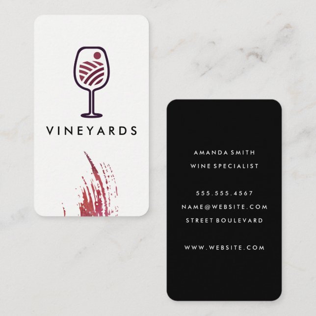 Wine Glass Vineyard Farm Logo Business Card (Front/Back)