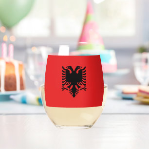 Wine Glass with flag of Albania