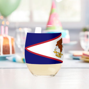 Wine Glass with flag of American Samoa, USA
