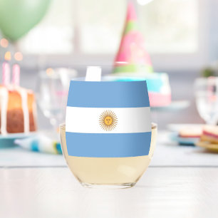 Wine Glass with flag of Argentina