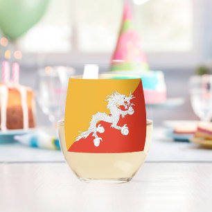 Wine Glass with flag of Bhutan