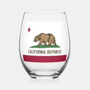 Wine Glass with flag of California, USA