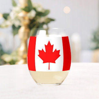 Wine Glass with flag of Canada