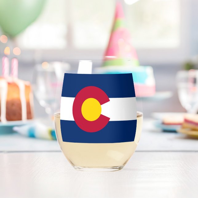 Wine Glass with flag of Colorado, USA (Insitu (Birthday))