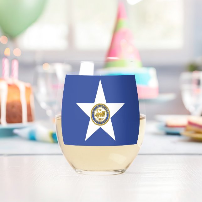 Wine Glass with flag of Houston, USA (Insitu (Birthday))