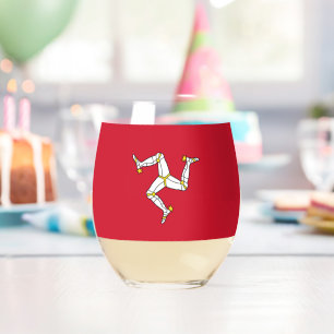 Wine Glass with flag of Isle of Man, UK