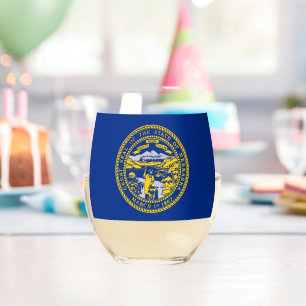 Wine Glass with flag of Nebraska, USA