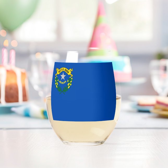 Wine Glass with flag of Nevada, USA (Insitu (Birthday))