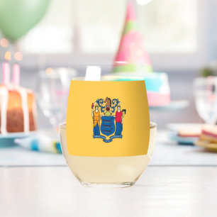 Wine Glass with flag of New Jersey, USA