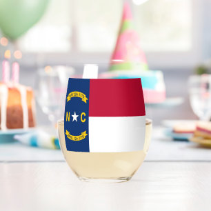Wine Glass with flag of North Carolina, USA