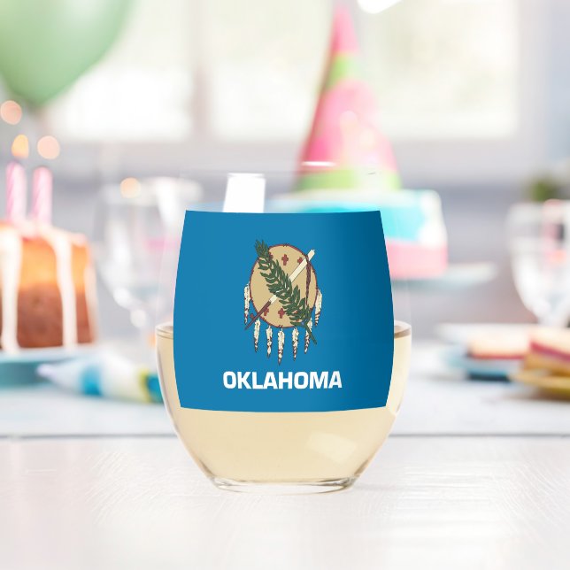 Wine Glass with flag of Oklahoma, USA (Insitu (Birthday))