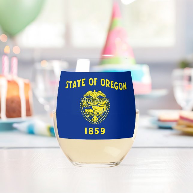 Wine Glass with flag of Oregon, USA (Insitu (Birthday))