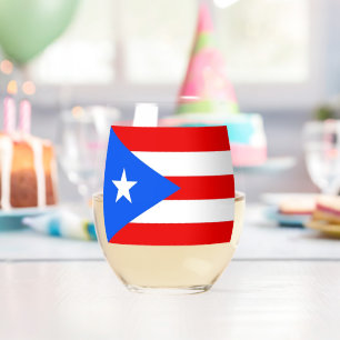 Wine Glass with flag of Puerto Rico, USA