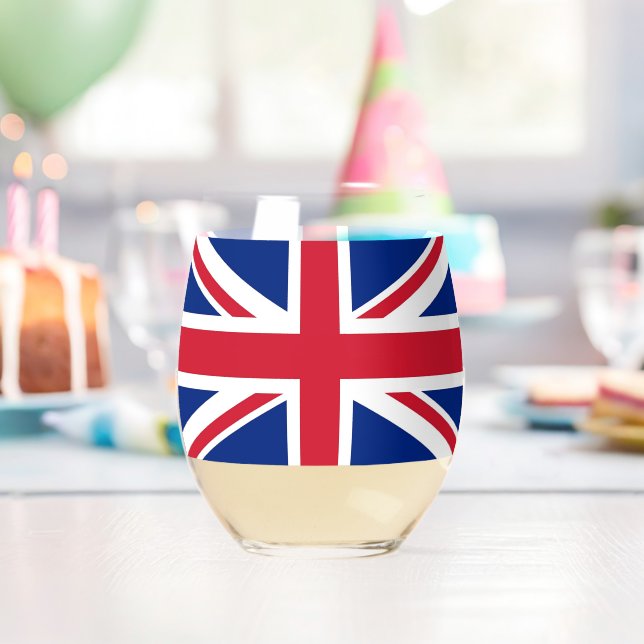 Wine Glass with flag of United Kingdom (Insitu (Birthday))