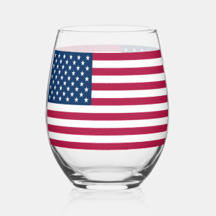 Wine Glass with flag of USA
