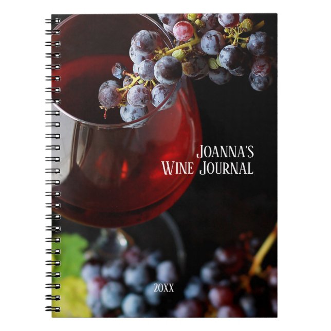 Wine Glass with Grapes/Personalised Wine Journal (Front)