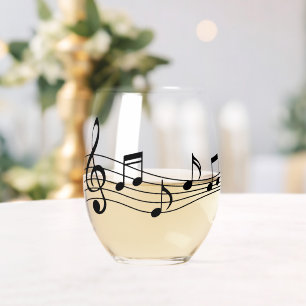 Wine Glass with Music Notes and Stave