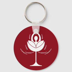 Wine Glass with Yoga Key Ring