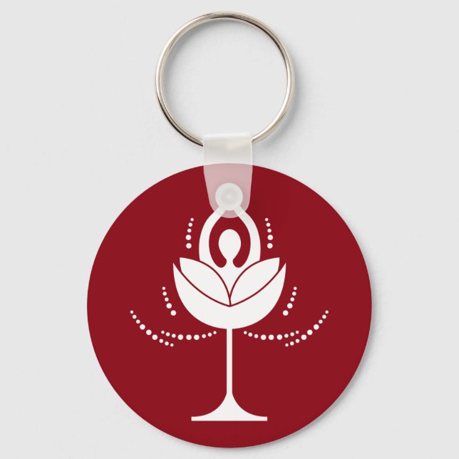 Wine Glass with Yoga Key Ring (Front)
