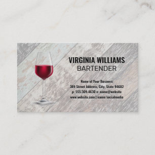 Wine Glass   Wooden Boards Background Business Card