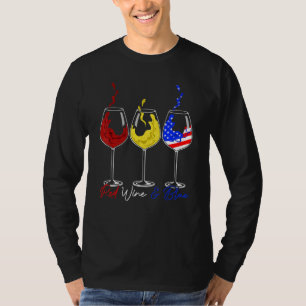 Wine Glasses 4th Of July Patriotic Red Wine Blue U T-Shirt