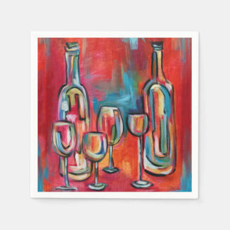 Wine Glasses and Bottles Napkin